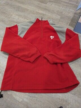 MLB Majestic Philadelphia Phillies Fleece Half Zip Sweater